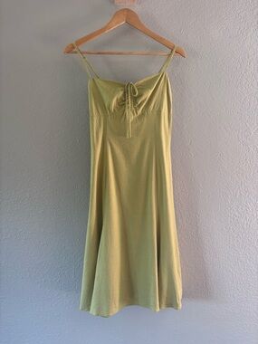 Love Bonito Linen Blend Midi Dress Sage Green Minimalist Slip Dress Size S